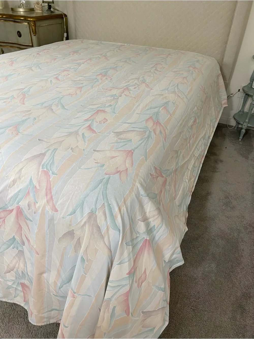 Floral Pastel Vintage Sheet Set - Soft Pink & Mint Tulips